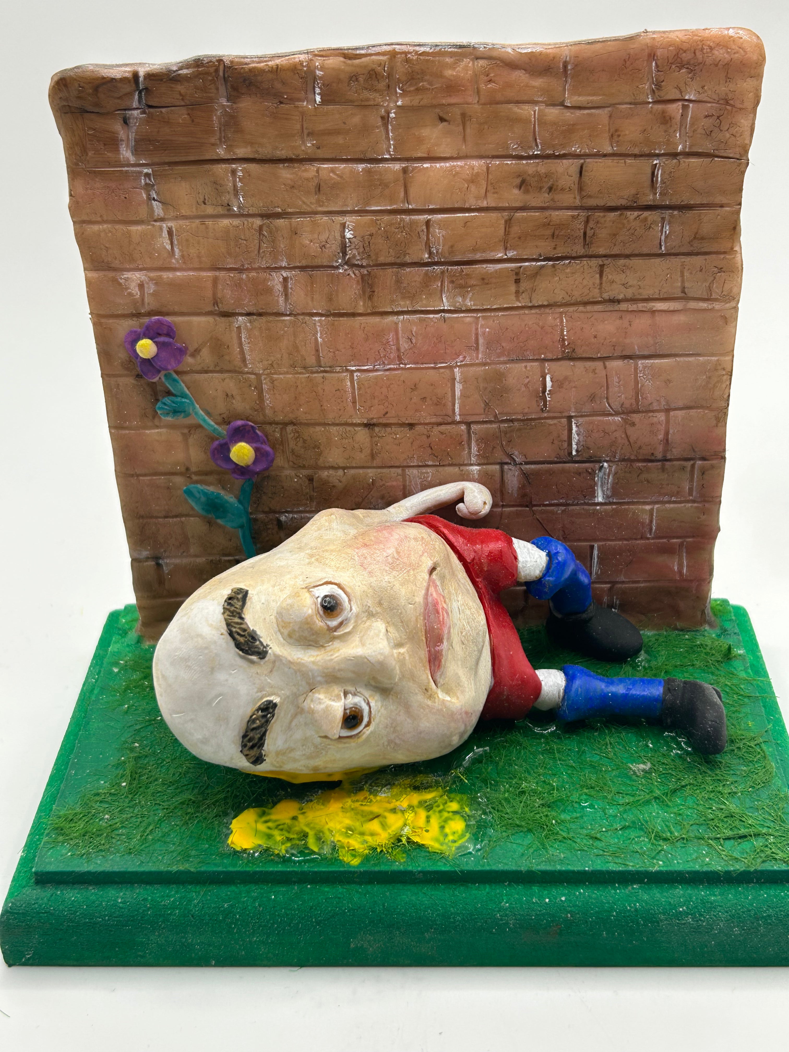 Polymer Clay Humpty Dumpty — Handmade Dark Whimsical Diorama Figure