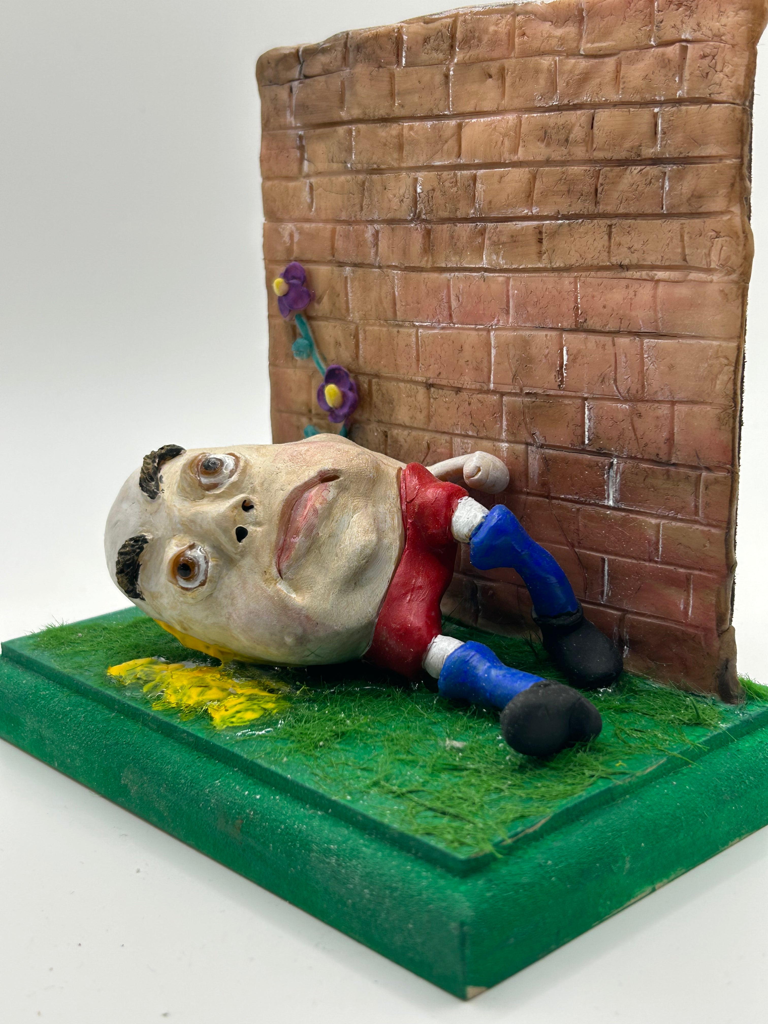 Polymer Clay Humpty Dumpty — Handmade Dark Whimsical Diorama Figure