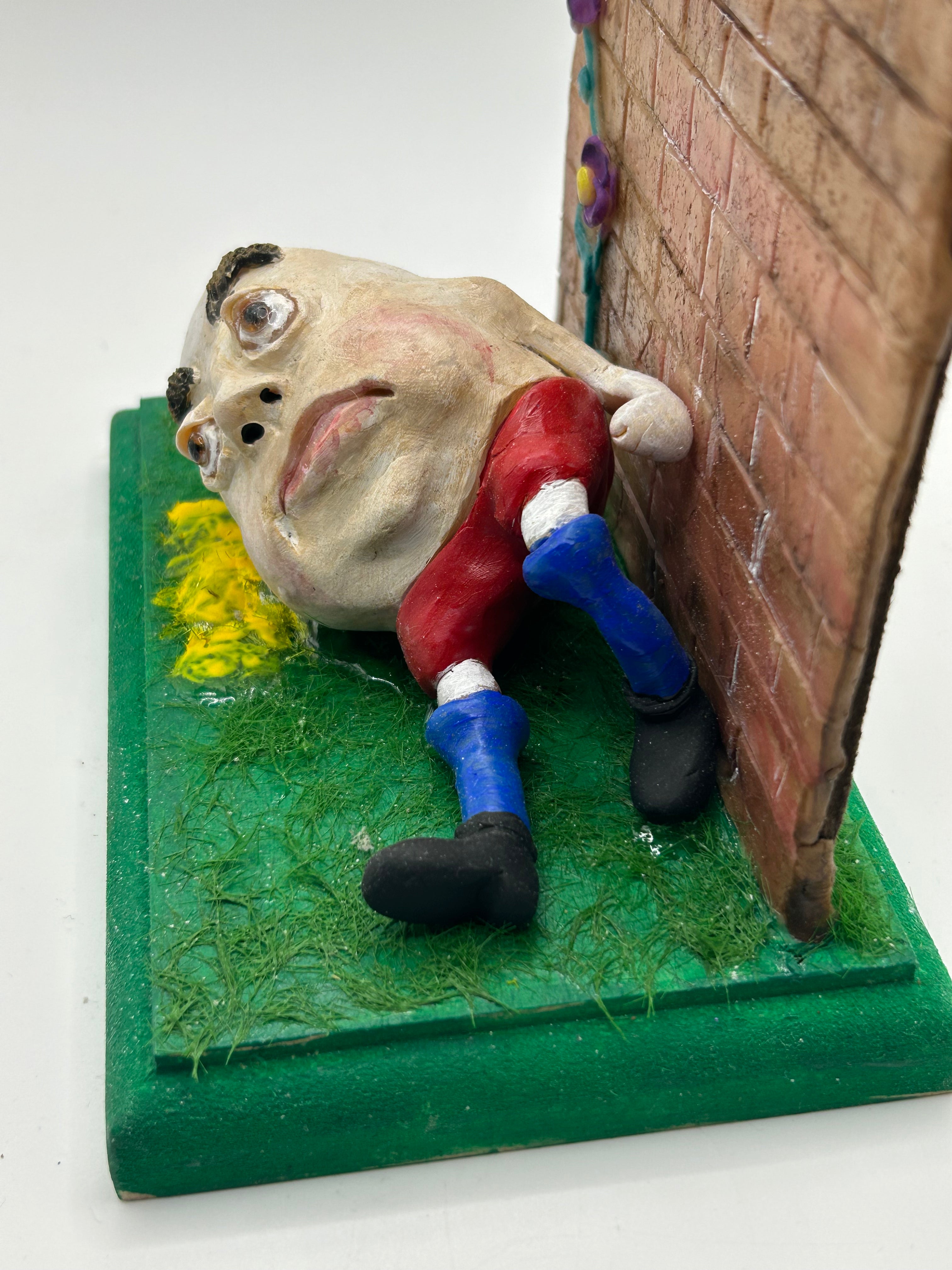 Polymer Clay Humpty Dumpty — Handmade Dark Whimsical Diorama Figure