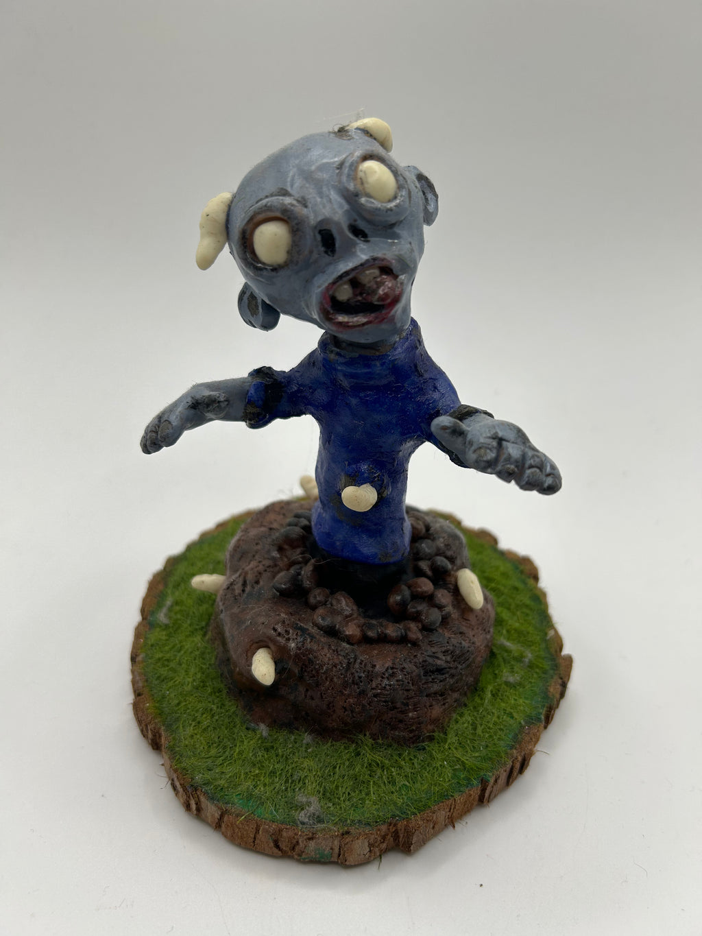 Polymer Clay Plants vs Zombies Figure — Handmade Gothic Gaming Diorama