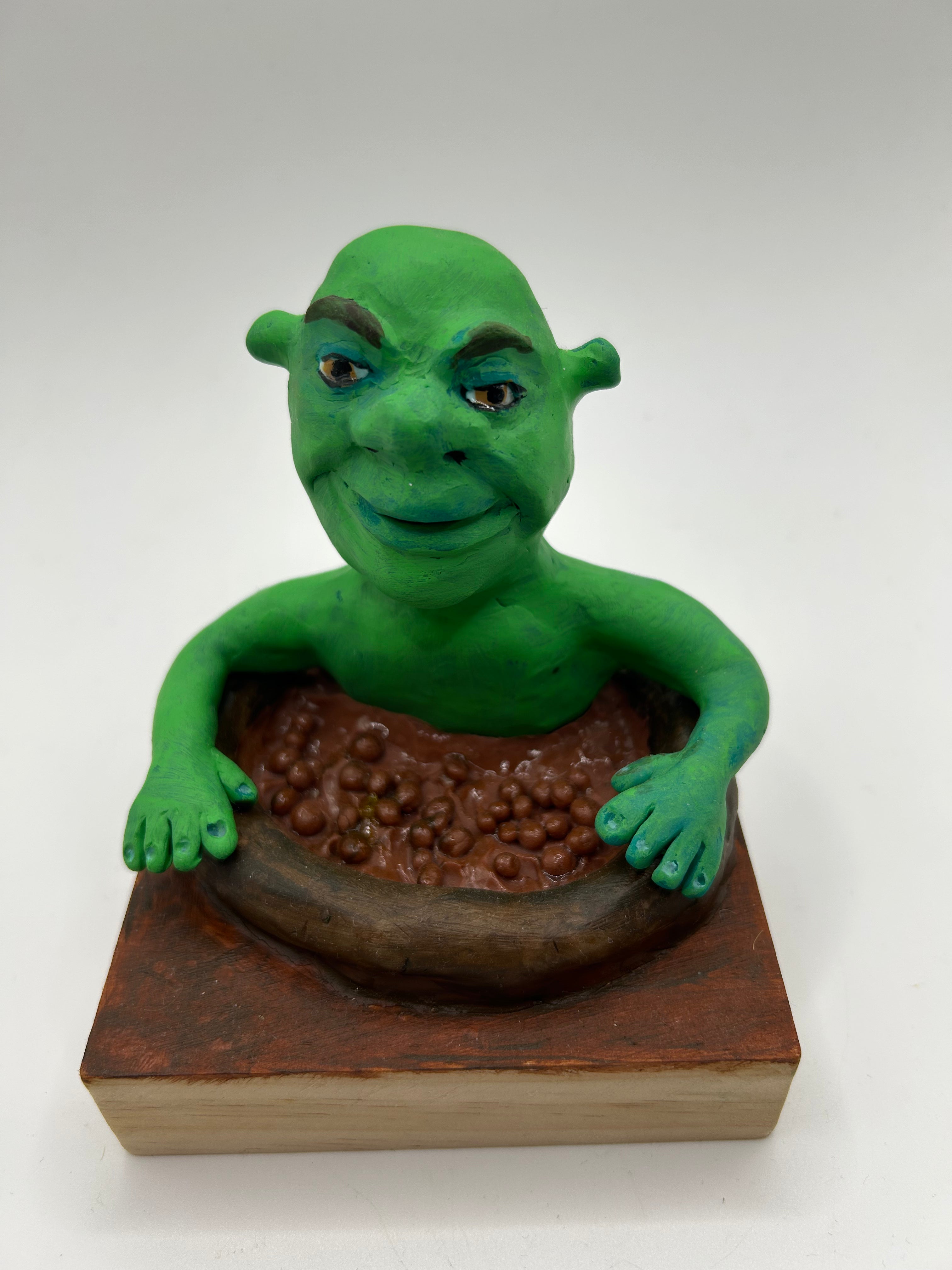 Polymer Clay Ogre in Mud Bath — Handmade Gothic Whimsical Figure