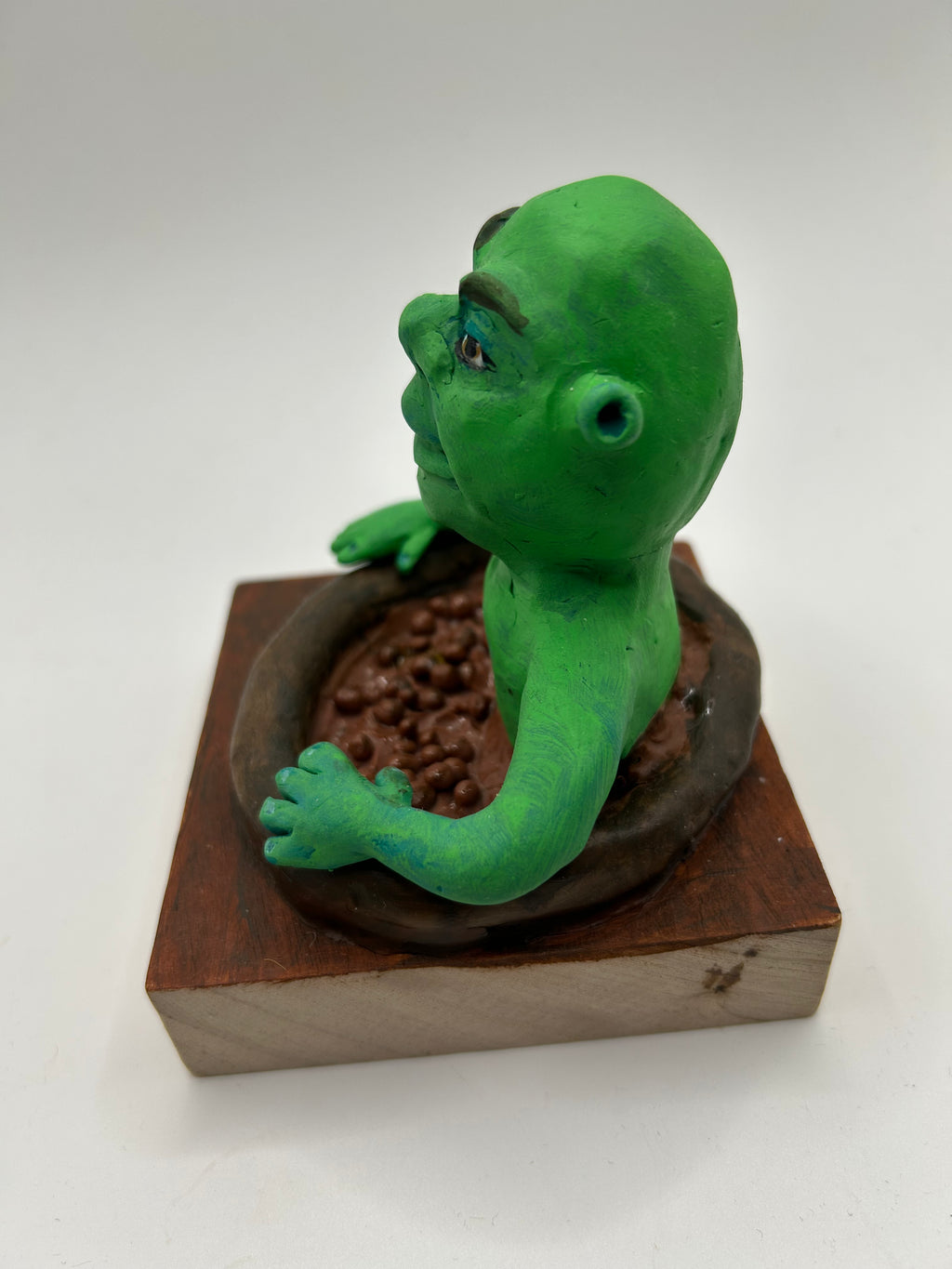 Polymer Clay Ogre in Mud Bath — Handmade Gothic Whimsical Figure