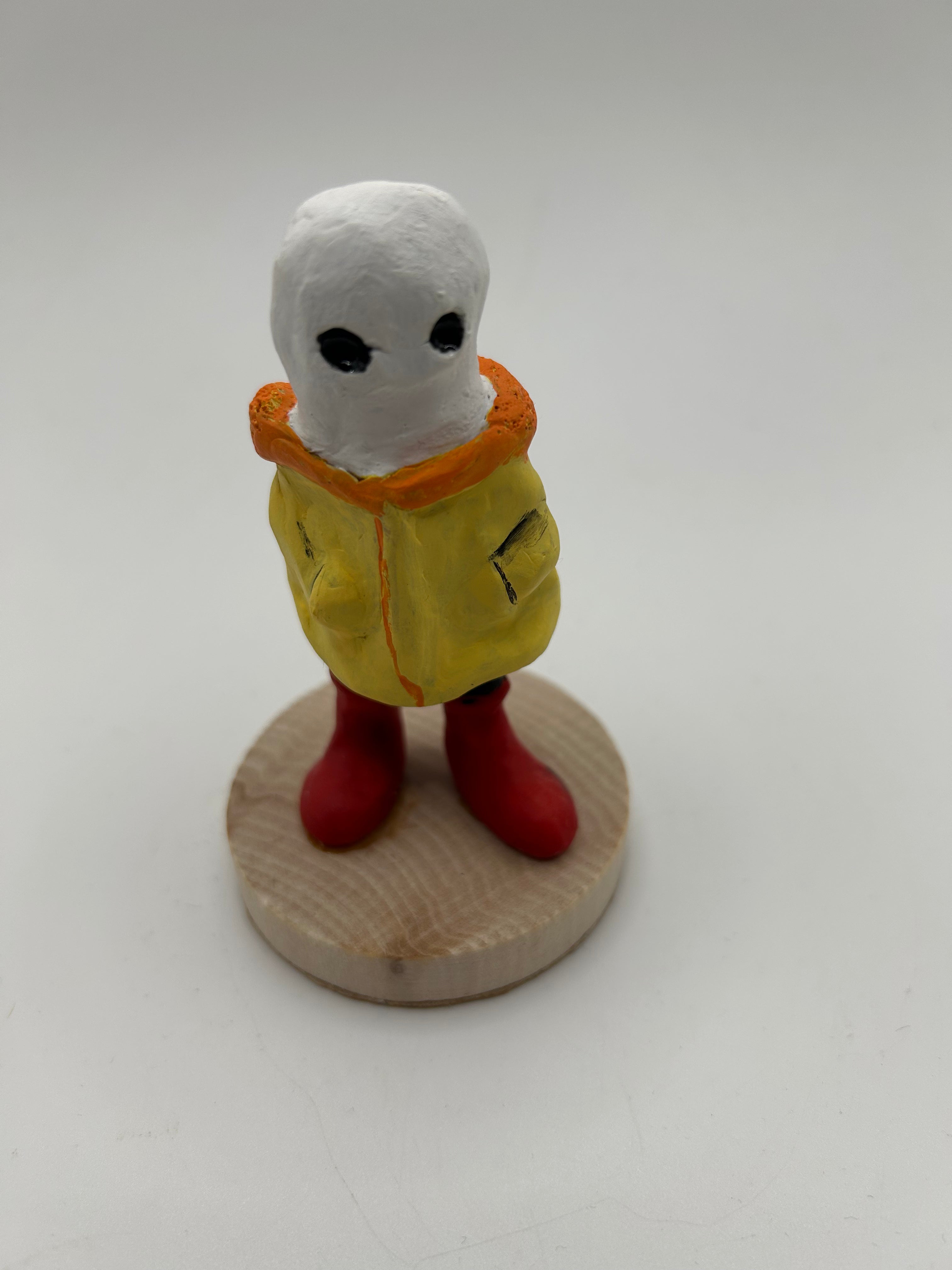 Polymer Clay Ghost in a Coat — Handmade Dark Whimsical Figure
