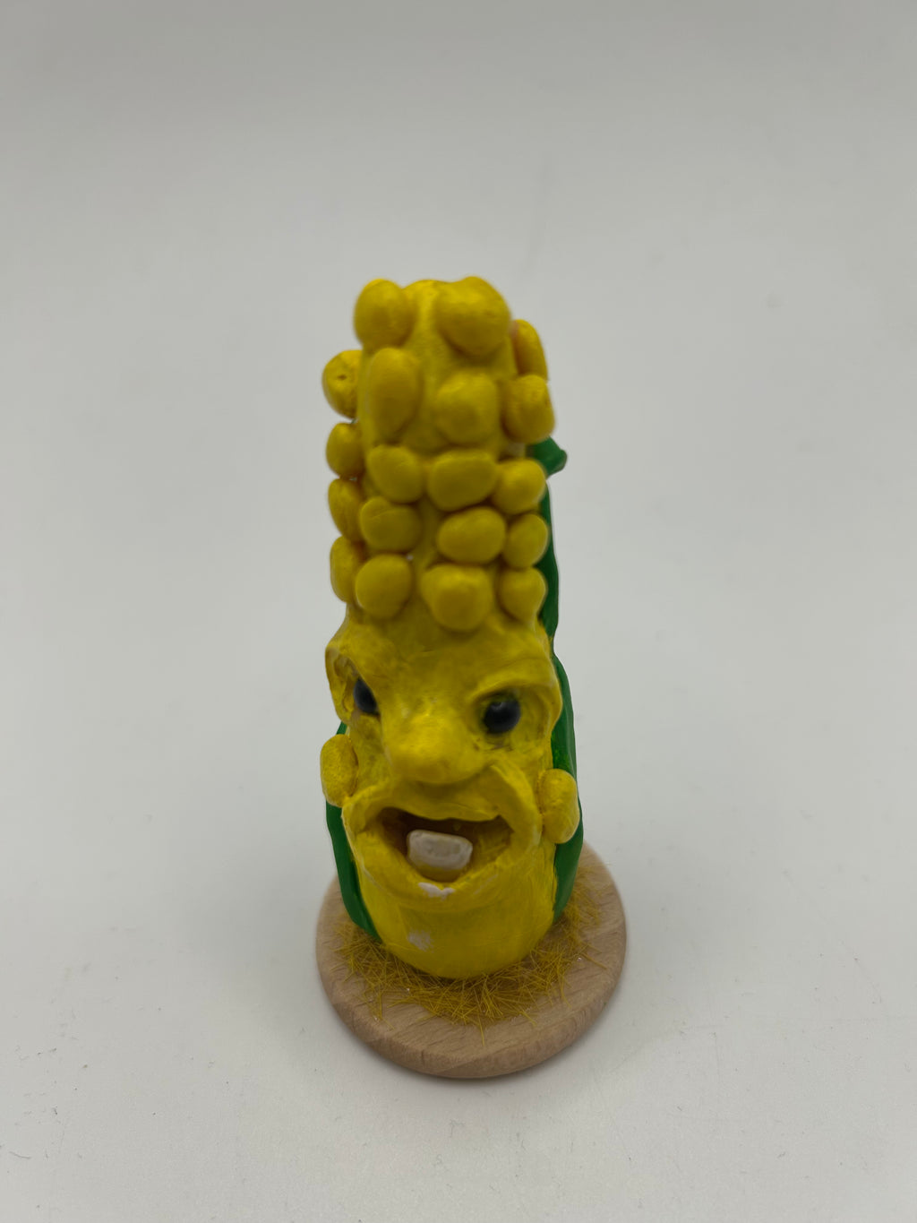Polymer Clay Happy Corn Character — Handmade Whimsical Desk Figure