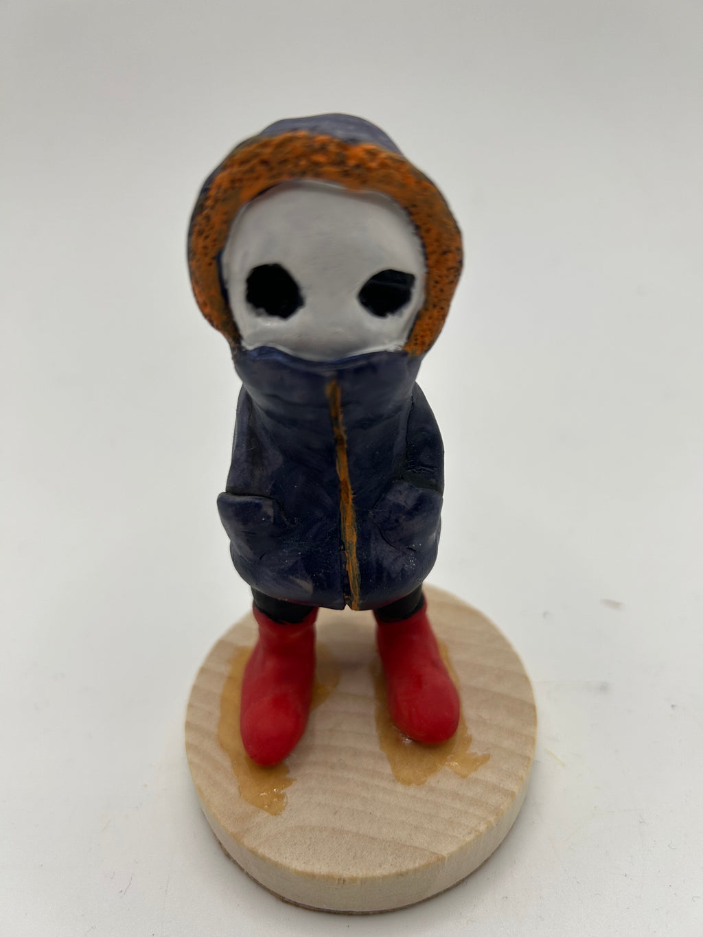Polymer Clay Ghost in a Purple Coat — Handmade Dark Whimsical Figure