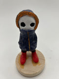 Polymer Clay Ghost in a Purple Coat — Handmade Dark Whimsical Figure